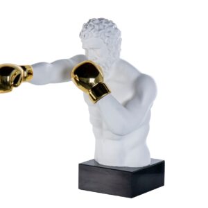 Boxeador Resina Marmol Blanca 33x56x56 Cm