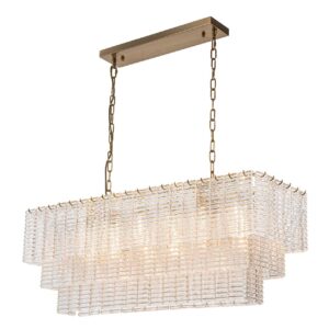 Lampara Techo Cristal Metal Dorado 103x36x42 Cm
