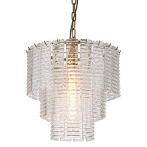 Lampara Techo Cristal Metal Dorado 42x42x93 Cm