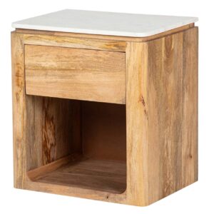 Mesita Madera Mango Marmol Felo 55x40x60 Cm