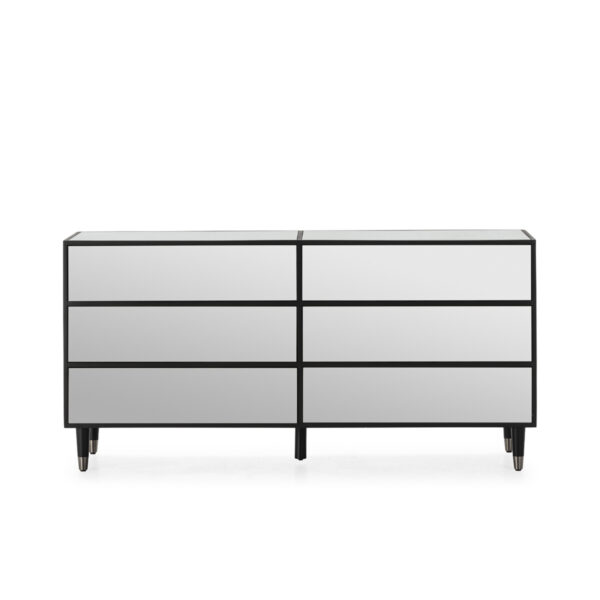 Aparador 160x45x80 Madera Mdf/Espejo -- Negro