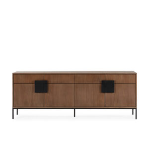 Aparador 220x45x83 Madera de Olmo/Hierro -- Nogal/Negro Mate