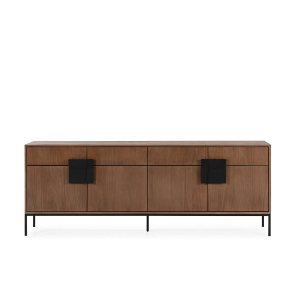 Aparador 220x45x83 Madera de Olmo/Hierro -- Nogal/Negro Mate