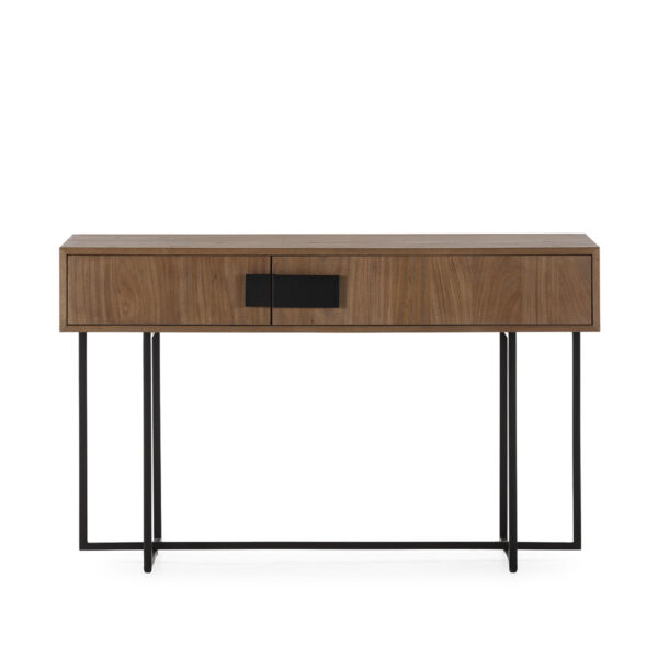 Consola 130x45x80 Madera de Olmo/Hierro -- Nogal/Negro Mate