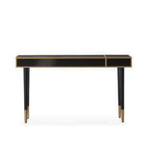 Consola 140x40x80 Madera Mdf/Metal/Espejo -- Negro/Dorado