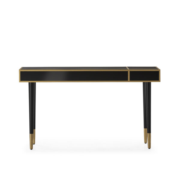 Consola 140x40x80 Madera Mdf/Metal/Espejo -- Negro/Dorado