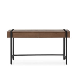 ESCRITORIO 140x70x75 MADERA DE OLMO COLOR NOGAL/METAL NEGRO MATE