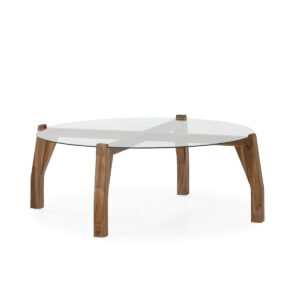 MESA DE CENTRO 113x113x40 MADERA DE TECA/CRISTAL