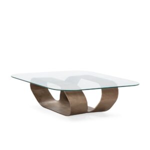 Mesa de Centro 115x115x35 Cristal/Metal -- Bronce Envejecido