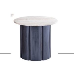 Mesa de Centro 45x45x45 Metal/Mármol Travertino -- Bronce Envejecido