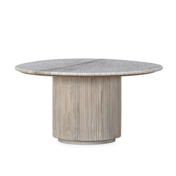 Mesa de Centro 88x88x44 Madera/Mármol -- Blanco Lavado/Marrón