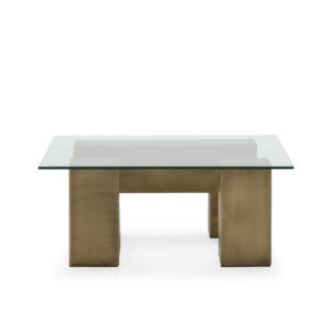 Mesa de Centro 90x90x37 Cristal/Metal -- Laton Envejecido