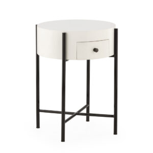 Mesita de Noche 48x48x61 Madera de Cedro/Metal -- Blanco/Negro