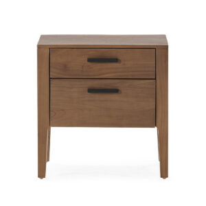 Mesita de Noche 53x46x55 Madera de Cedro/Metal -- Negro/Natural