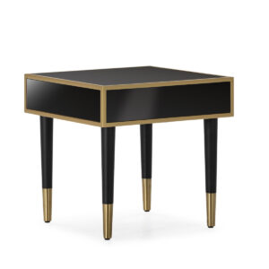 Mesita de Noche 55x55x55 Madera Mdf/Espejo -- Dorado/Negro