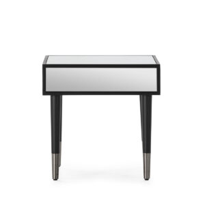 Mesita de Noche 55x55x55 Madera Mdf/Espejo -- Negro