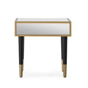 Mesita de Noche 55x55x55 Madera Mdf/Espejo -- Negro/Dorado