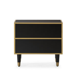 Mesita de Noche 60x45x55 Madera Mdf/Espejo -- Dorado/Negro