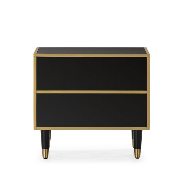 Mesita de Noche 60x45x55 Madera Mdf/Espejo -- Dorado/Negro