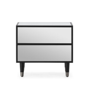 Mesita de Noche 60x45x55 Madera Mdf/Espejo/Metal -- Negro