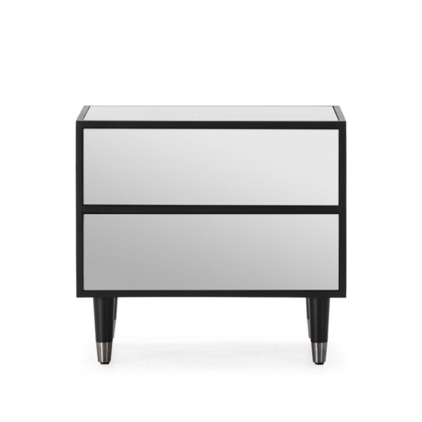 Mesita de Noche 60x45x55 Madera Mdf/Espejo/Metal -- Negro