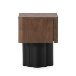 Mesita de Noche 60x45x59 Madera de Olmo -- Nogal/Negro Mate