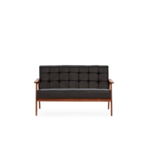 Sofá 138x75x85 Madera/P.Piel -- Nogal/Negro