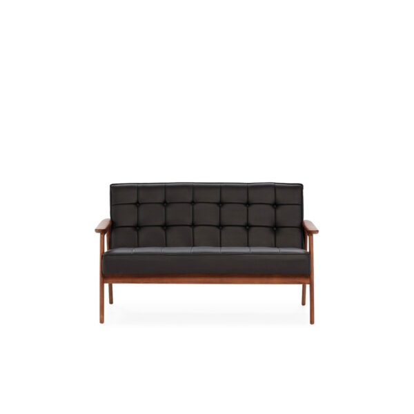 Sofá 138x75x85 Madera/P.Piel -- Nogal/Negro