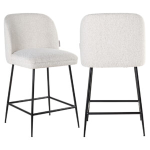 Taburete de barra Pullitzer blanco bouclé