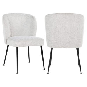 Silla de comedor Fallon blanca bouclé