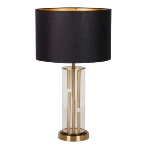 Lámpara Sobremesa Metal Cristal Dorado 38x38x65 Cm