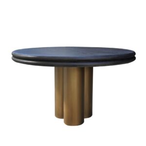 Mesa de comedor Macaron negra rústica 130Ø