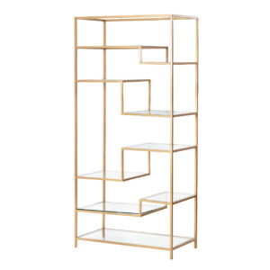 Estanteria Metal Dorada Baldas Cristal 82x42x173cm