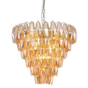 Lámpara Techo Cristal Metal Plateado 65x65x85 Cm