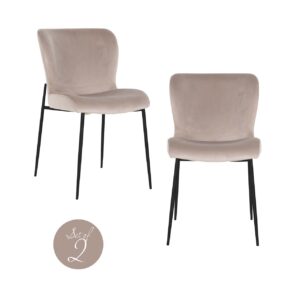 Dining chair Darby khaki velvet fire retardant (Set of 2) Eetkamerstoel