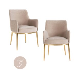 Silla de comedor Breeze terciopelo caqui ignífuga (Set de 2)