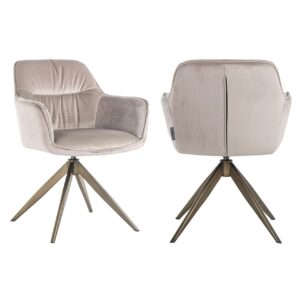 Silla de comedor Aline terciopelo caqui giratoria ignífuga