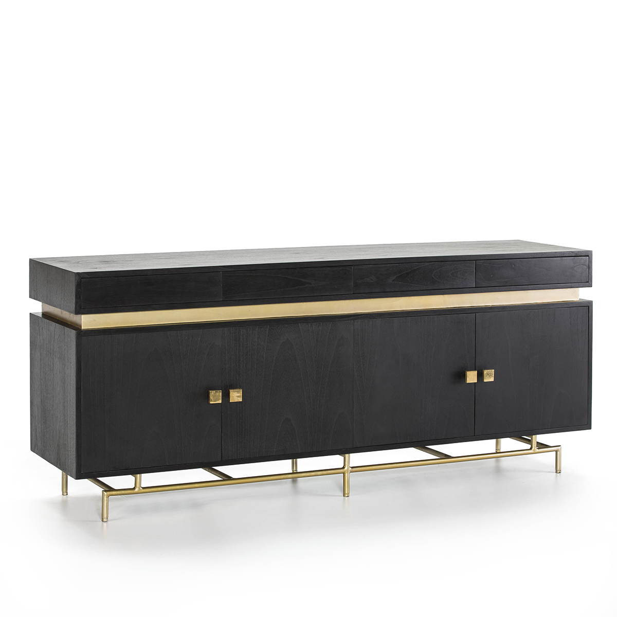 Aparador 180x45x75 Madera Negro/Metal Oro Aparador 180x45x75 Madera Negro/Metal Oro
