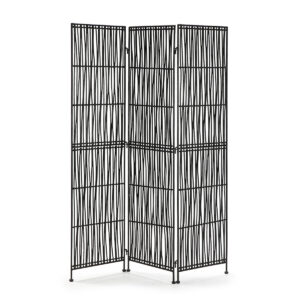 Biombo 140x2x178 Mimbre Negro/Metal Negro