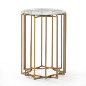 Mesa Auxiliar 46x46x65 Cristal/Metal Dorado
