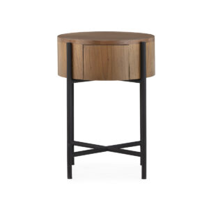 Mesita de Noche 48x48x61 Madera de Cedro/Metal -- Marrón Miel/Negro