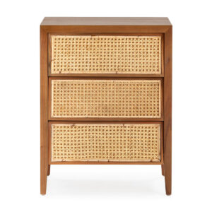 Mesita de Noche 50x40x65 Madera de Cedro/Ratán -- Marrón/Natural