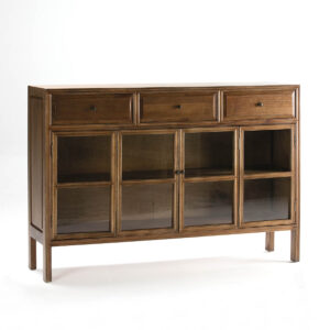 Aparador 160x40x110 Cristal/Madera Natural Velado