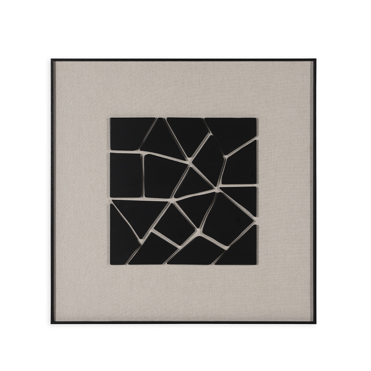 Cuadro 90x4x90 Madera/Cristal -- Negro/Crema