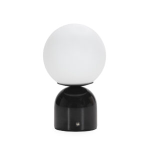 Lámpara de Sobremesa Portatil 15x15x23 Mármol/Cristal/Metal -- Negro/Translúcido