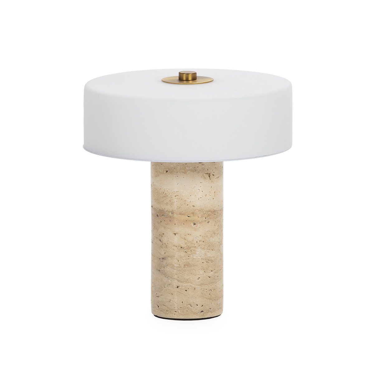 Lámpara de Sobremesa Portatil 20x20x21 Mármol Travertino/Cristal -- Translúcido