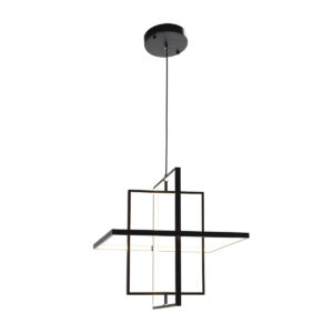 Lámpara de Techo 50x50x180 Hierro -- Negro Mate/Transparente