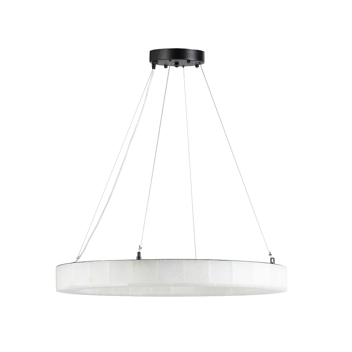 Lámpara de Techo 80x80x Alabastro/Metal -- Natural/Negro