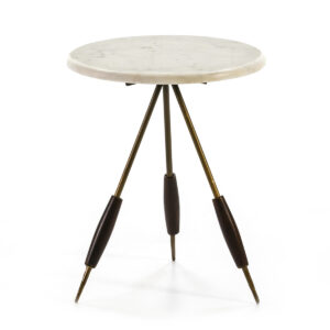 Mesa Auxiliar 38x38x46 Metal Dorado/Mármol Blanco