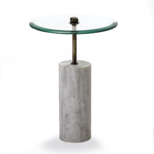 Mesa Auxiliar 39x39x57 Cristal/Metal/Mármol Blanco